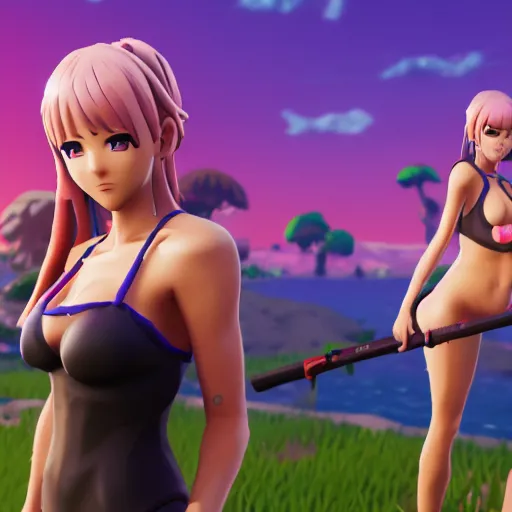 Prompt: a detailed portrait of pretty anime girl in bikini in fortnite, unreal engine 5 rendered, incredibly highly detailed and realistic, 8 k, sharp focus, studio quality