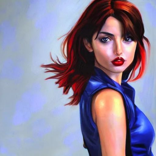 Image similar to Ana de Armas as faye valentine from Cowboy Bebop, extremely detailed, photorealistic painting, portrait