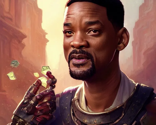 Image similar to will smith getting slapped by chris rock, deep focus, d & d, fantasy, intricate, elegant, highly detailed, digital painting, artstation, concept art, matte, sharp focus, illustration, hearthstone, art by artgerm and greg rutkowski and alphonse mucha