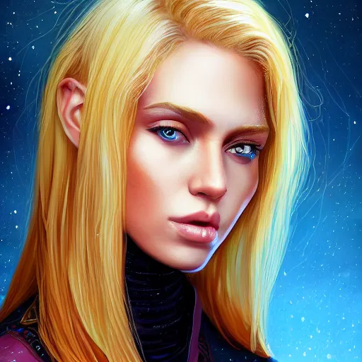 Image similar to a digital painting of a woman with blonde hair, a character portrait by Magali Villeneuve and Steve Argyle,artstation contest winner, fantasy art,digital painting, artstation h,8k,detailed,intricate,beautiful,pretty,masterpiece,sharp,focus,