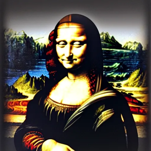 Image similar to monalisa with cosmetics!!!!!!!!!! and makeup!!!!!!!!!!