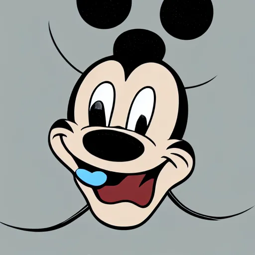 Prompt: mickey mouse with massive sharp teeth digital illustration realistic trending on artstation 4 k