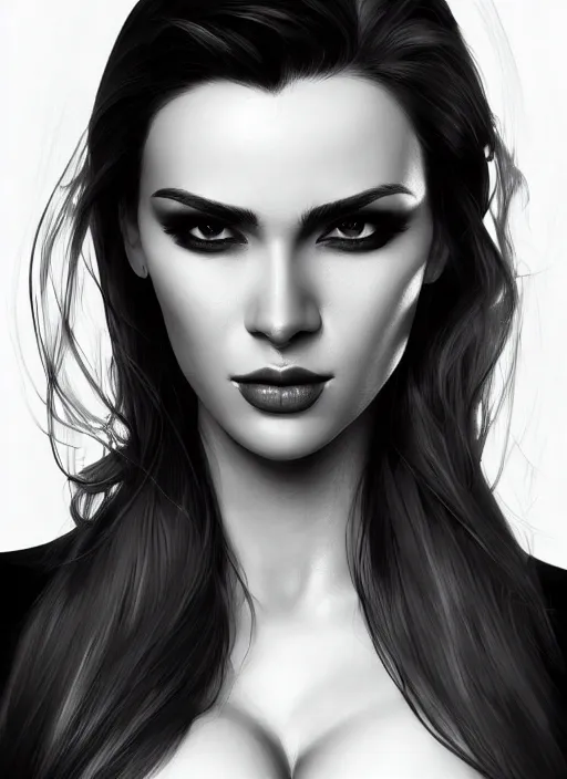 Portrait of a beautiful woman full body figure in black on a white