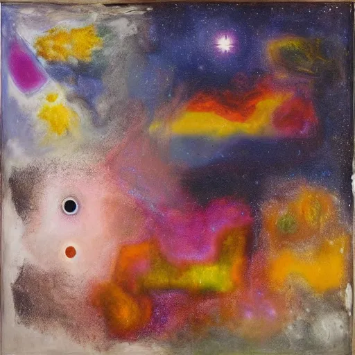 Prompt: Liminal space in outer space by Sidney Nolan