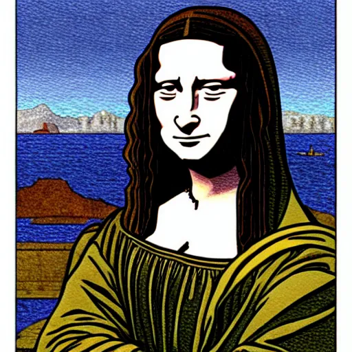Image similar to mona lisa by naoki urasawa, detailed, manga, illustration