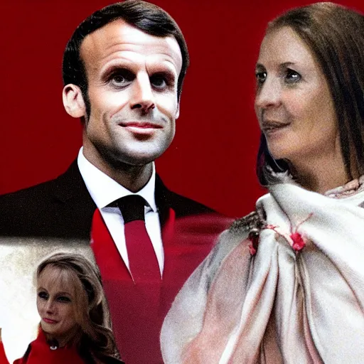 Prompt: Emmanuel Macron is Red Cloak in Eyes Wife Shut (1999)