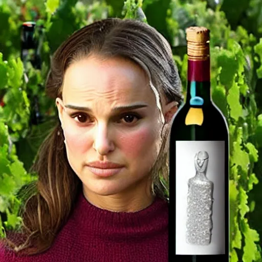 Image similar to natalie portman sculpture made out of wine bottles