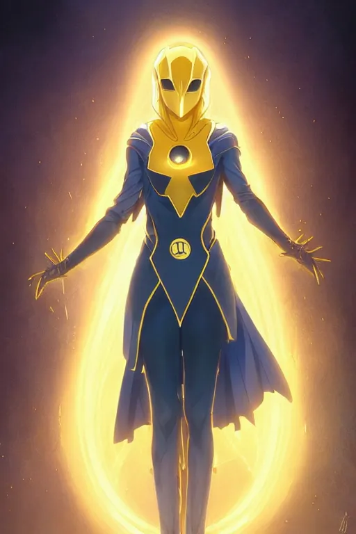 Prompt: anime key visual of a beautiful young female doctor fate!! intricate, cape, glowing, powers, dc comics, cinematic, stunning, highly detailed, digital painting, artstation, smooth, hard focus, illustration, art by artgerm and greg rutkowski and alphonse mucha