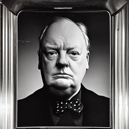 Prompt: national geographic photo headshot portrait of Churchill, fine details