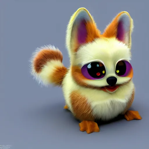 Prompt: a furby corgi, 3 d render, concept art