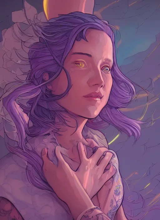 Image similar to portrait of bee melvnin, falling in love, glowing with heart aura. sharp focus, cinematic pose, cinematic lighting, unreal engine render. art by josan gonzales and moebius and deathburger.