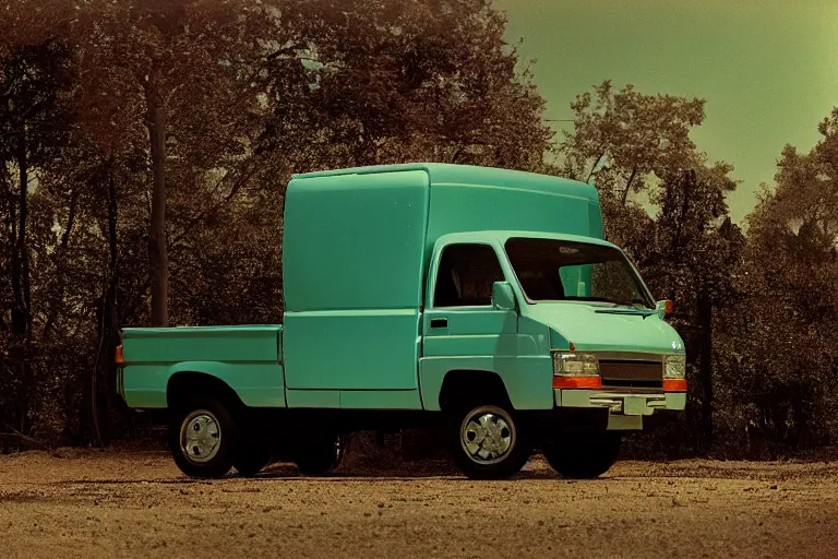 Image similar to studio photograph of a single 1 9 9 8 honda kei truck, ektachrome photograph, volumetric lighting