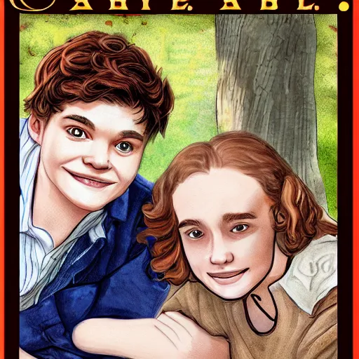 Image similar to Gilbert Blythe from anne with an e as college students, digital art