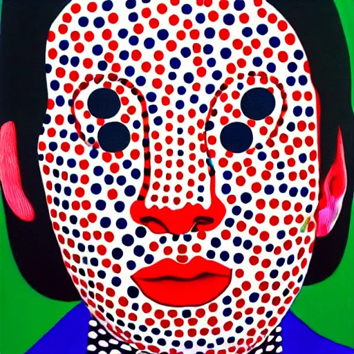 Prompt: a portrait a very ordinary person, by Yayoi Kusama, oil painting, pattern, anatomically correct, beautiful perfect face, brushstrokes, sharp focus, Highly Detailed