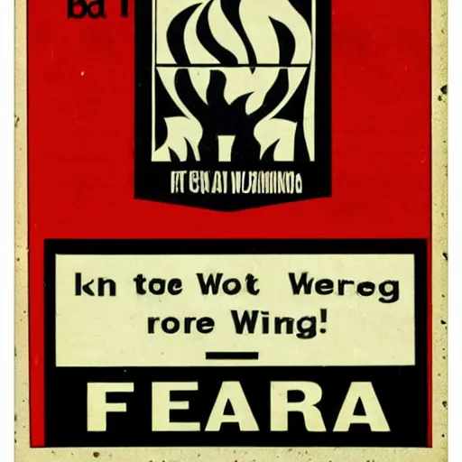 Prompt: vintage 1 9 6 0 s fire warning label