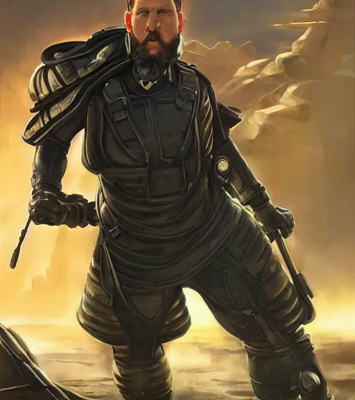 Image similar to Gavin Mcinnes starring in Dune 2022 film, sigma male, posing for battle, multiversal desert splashing with tornado backdrop, art by Stanley Artgerm Lau, WLOP, Rossdraws, Andrei Riabovitchev, Marc Simonetti, Yoshitaka Amano, ArtStation, CGSociety,