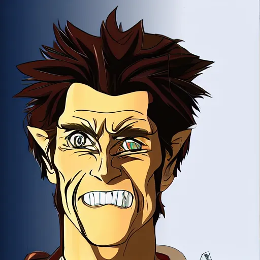 Image similar to willem dafoe anime style