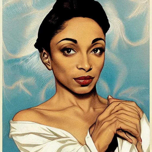 Image similar to sade adu, art by joseph christian leyendecker,