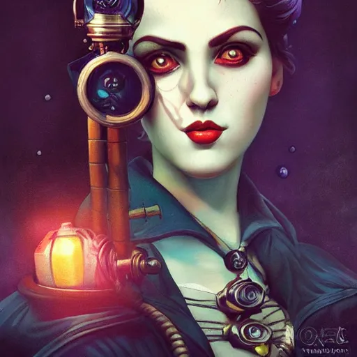 Image similar to lofi underwater victorian bioshock portrait, Pixar style, by Tristan Eaton Stanley Artgerm and Tom Bagshaw.