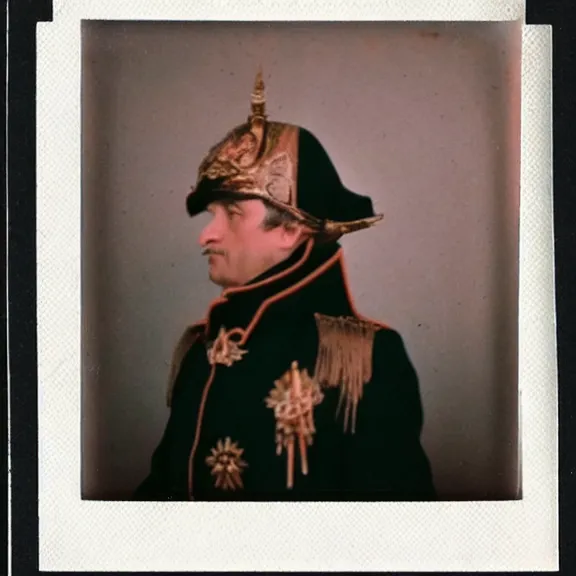 Prompt: color polaroid from 18th century france of napoleon bonaparte candid shot by Tarkovsky