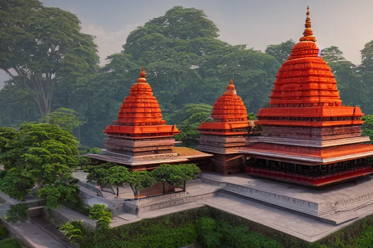 Image similar to Architectural photography of beautiful kamakhya temple, Guwahati, Hindu architecture, Vue 3d render, v-ray, unreal engine, HDR cinematic lighting, wide angle shot, 8K textures, high resolution, a lot of details