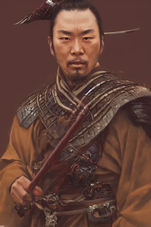 Prompt: Japanese Samurai, closeup character portrait art by Donato Giancola, Craig Mullins, digital art, trending on artstation