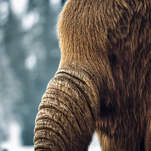 Prompt: the woolly mammoth brought back from extinction, bokeh, Sigma 85mm f/1.4