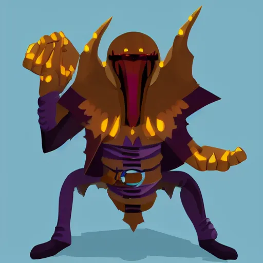 Image similar to a mimic from dungeons and dragons, 2 d, flat, stylish, clean, cmyk, graphic design