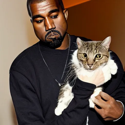 Prompt: kanye west with a cat