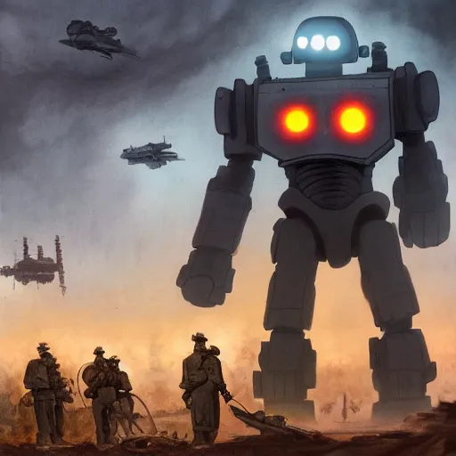 Prompt: the iron giant standing in the center of dallas surrounded by soldiers and tanks, extreme realism, massive destruction, extremely detailed digital painting, highly detailed, 1 9 2 0's colored pencil art style, deep aesthetic, 8 k, highly ornate intricate details, cinematic lighting, rich colors, digital artwork, ray tracing, hyperrealistic, photorealistic, cinematic landscape, trending on artstation,