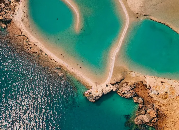 Image similar to symmetry!! a 2 8 mm macro aerial view of a beautiful beach in greece, photography, film, film grain, canon 5 0 mm, cinematic lighting