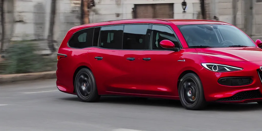 Image similar to 2022 Alfa Romeo Minivan, red