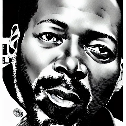 Image similar to portrait of marvin gaye by martin ansin, comics, highly detailed