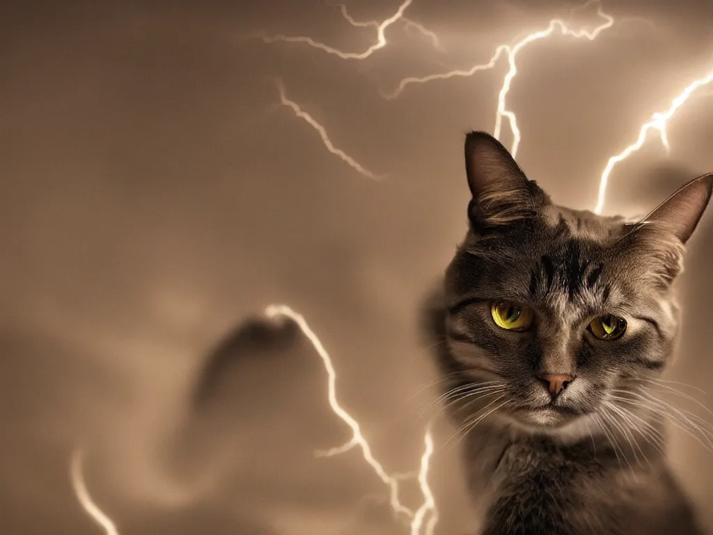 Prompt: A cat looking at you with disapproval, knowing what you really want to start generating, photo portrait, intricate, cinematic lightning, epic battle, epic composition