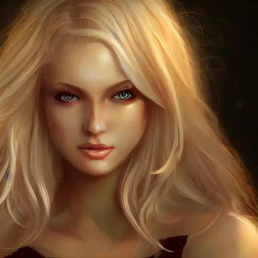 Prompt: blonde woman in fantasy kingdom artstation