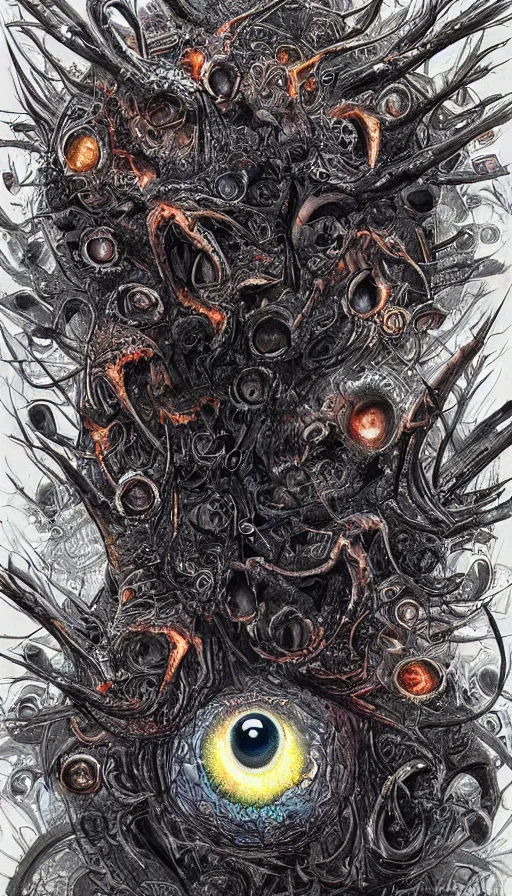 Prompt: a storm vortex made of many demonic eyes and teeth, by android jones,