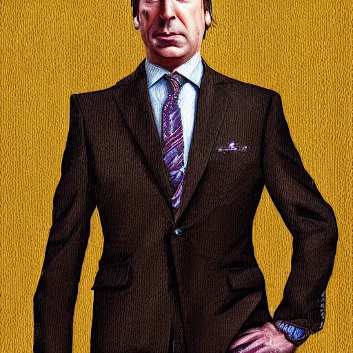 Prompt: portrait of saul goodman, highly detailed, centered, solid color background, digital painting