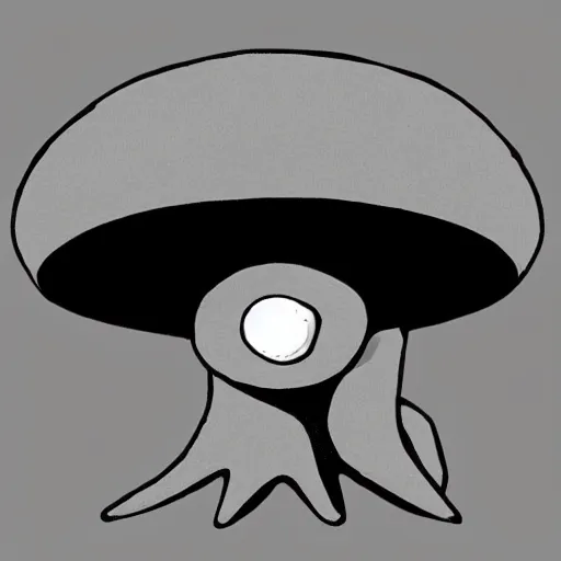 Image similar to grayscale void mushroom creature, pokemon, hayao miyazaki, digital illustration