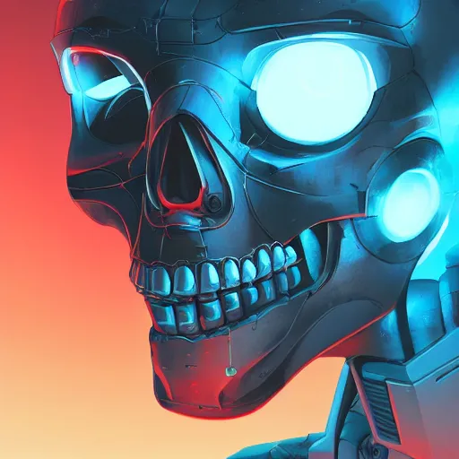 Prompt: a robot cybernetic cyberpunk skull minimalist comics, behance hd by jesper ejsing, by rhads, makoto shinkai and lois van baarle, ilya kuvshinov, rossdraws global illumination ray tracing hdr radiating a glowing aura