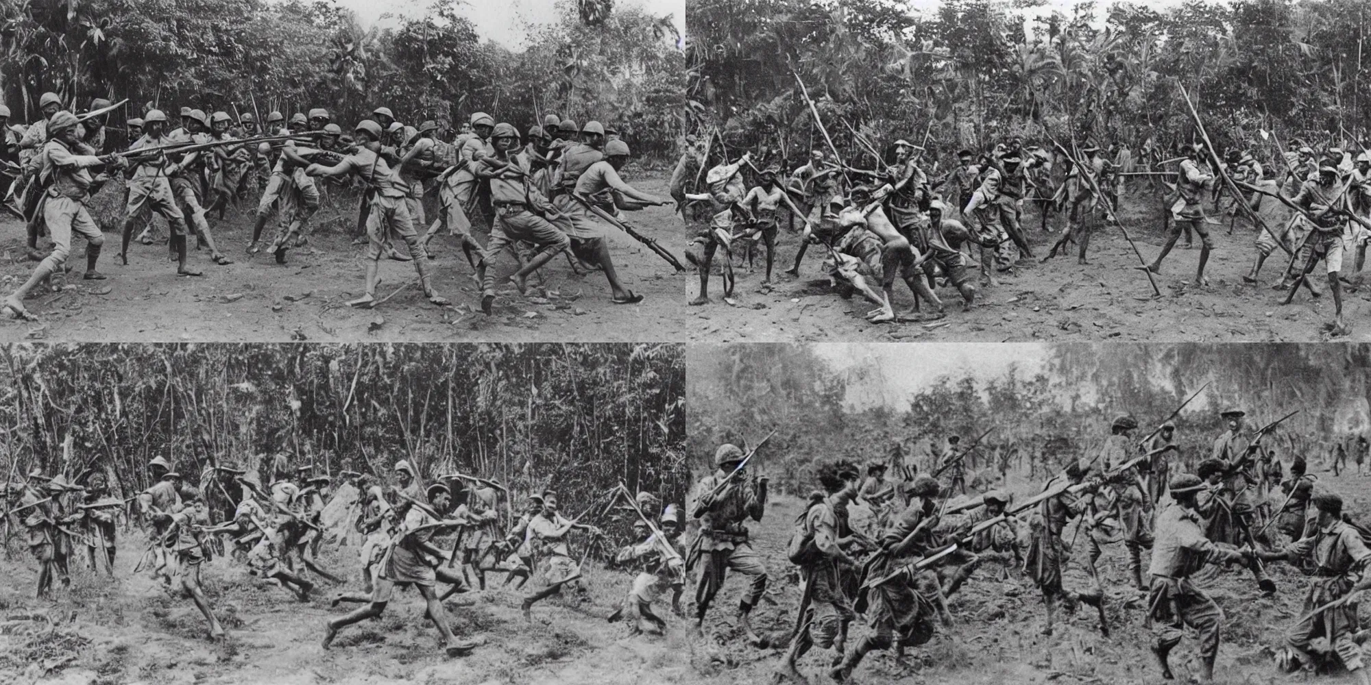 Prompt: british forces fight moplahs in kerala 1921