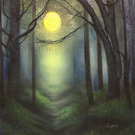Image similar to forest at night by Claire Cansick