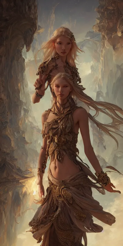 Image similar to sasha luss and dichen lachman, fantasy, intricate, highly detailed, action pose, digital painting, artstation, concept art, smooth, sharp focus, illustration, Unreal Engine 5, 8K, art by artgerm and greg rutkowski and alphonse mucha