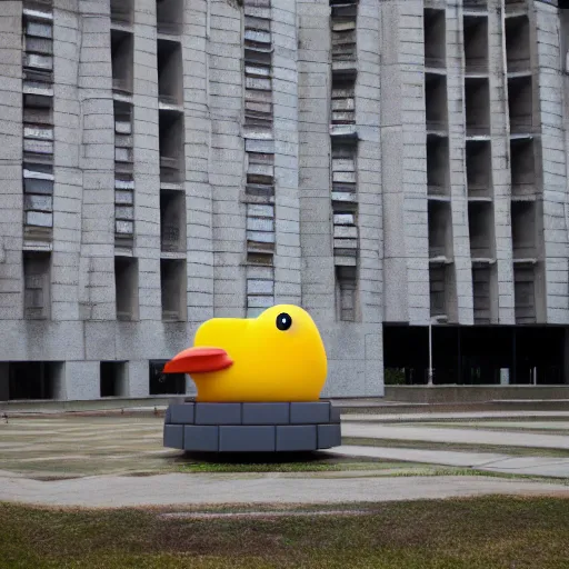 Prompt: giant statue of a rubber ducky in the brutalist style