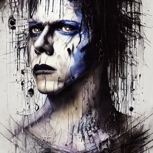 Image similar to stunning portrait of gaunt ( the cure fan ) as dream from sandman, dim stars as eyes, by jeremy mann, by cedric peyravernay, by by russ mills, by richard avedon and ben templesmith, dramatic lightning, sadness, dark eye sockets, in the shadows, punk rock, gothic, high detailed, 8 k