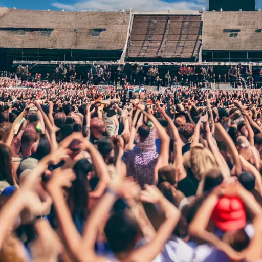 Image similar to photo of a group of people, focus on people dancing, jones beach amphitheater, focused and realistic picture