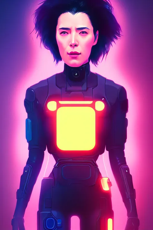 Image similar to 3 / 4 portrait, major mira killian from ghost in a shell, night, crop top, beautiful, in a modern city, neon signs, jewelry, artstation, william bouguereau, rossdraws, greg rutkowski, super detailed, realistic, octane render, volumetric, cinematic, 8 k