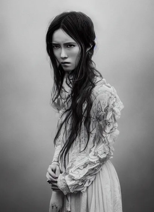 Prompt: a stunning intricate portrait of a woman, japanese manga style, epic character composition, by alessio albi, nina masic, soft focus, vertical portrait, natural lighting, f 2, 5 0 mm, classic chrome, film grain, cinematic lighting