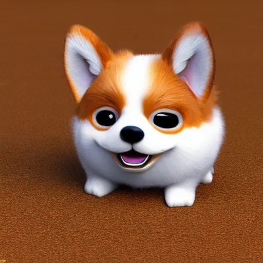 Image similar to a corgi furby, concept art, 3 d render, highest detail, cute, realistic