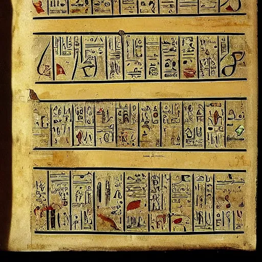 Image similar to ancient egyptian manuscript with pictures of airplanes