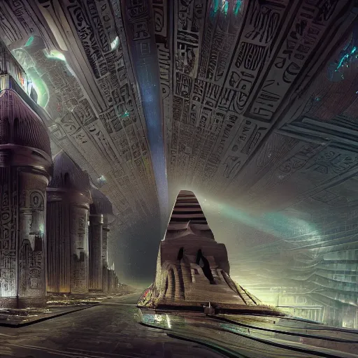 Image similar to a scene of a beautiful intricate epic futuristic hyper detailed cyber sphynx of egypt, cinematic lighting